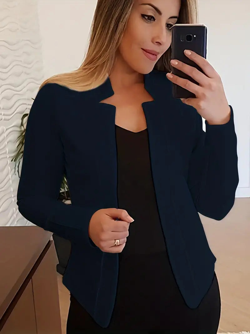 Women's elegant long-sleeved blazer for spring with open front