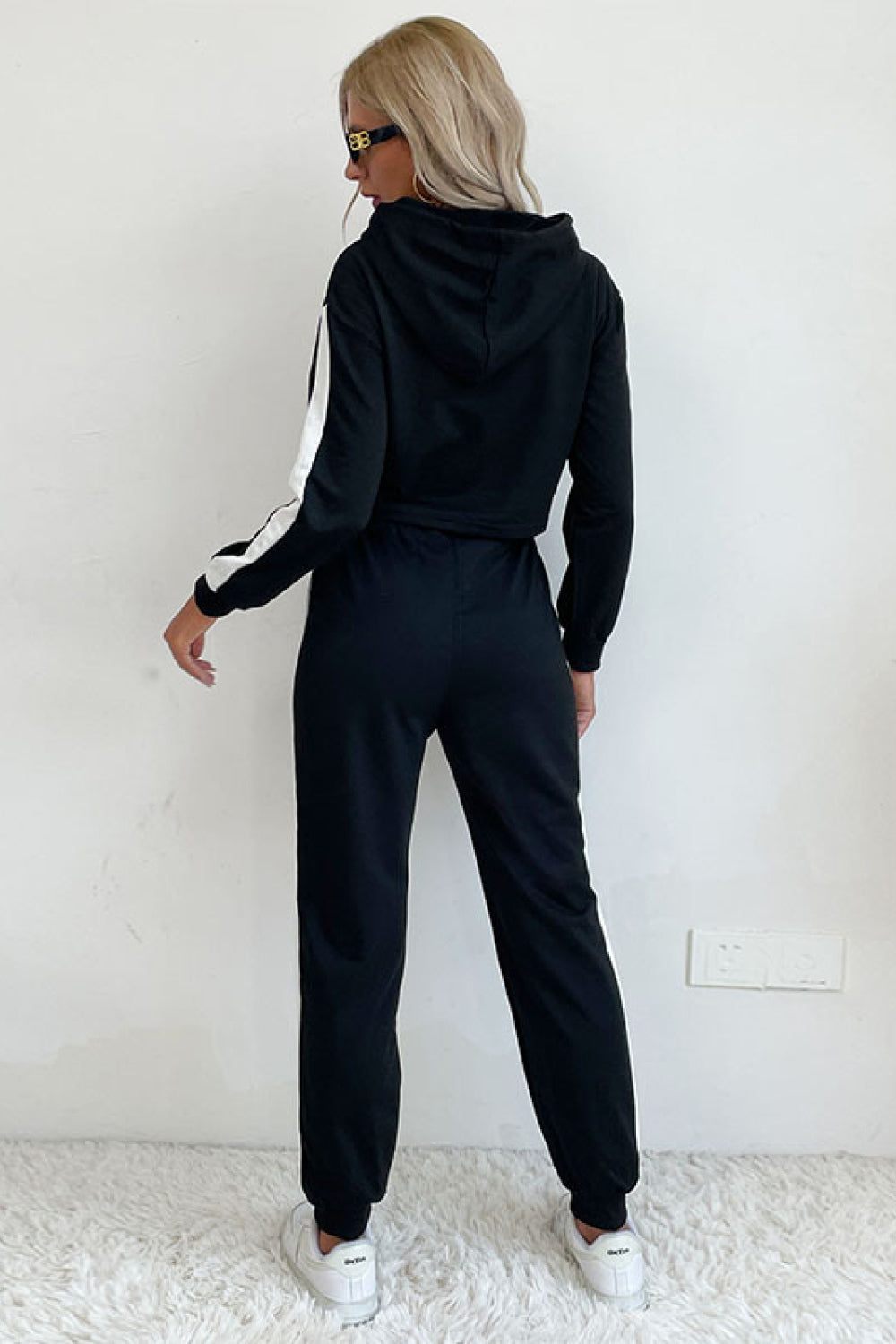 Imara - side stripe cropped hoodie and jogger set
