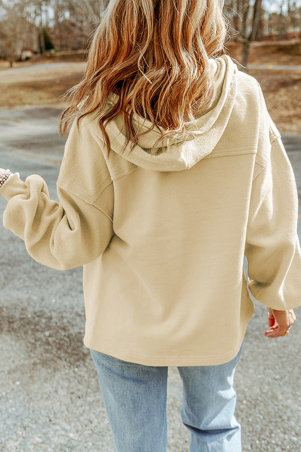 Women’s Fleece-Lined Hooded Jacket - Relaxed Fit - Zip-Up with Front Pockets