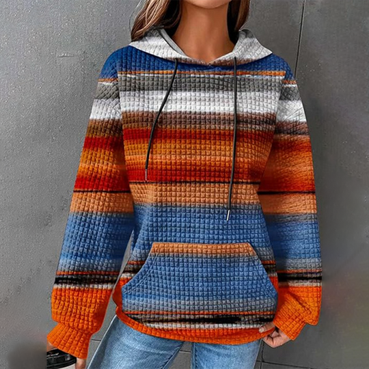 Women's cozy waffle striped hoodie