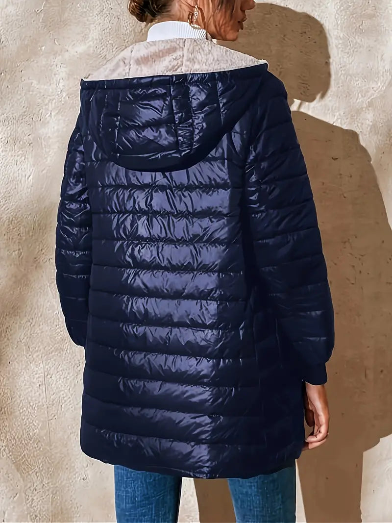 Women's mid-length hooded quilted jacket