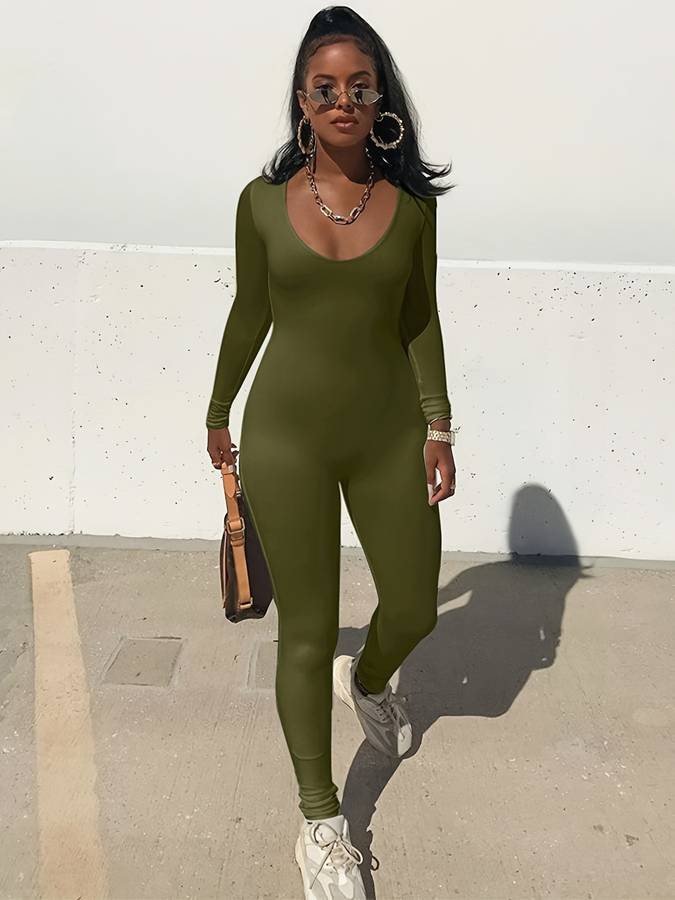 Women's long sleeve casual jumpsuit for everyday wear