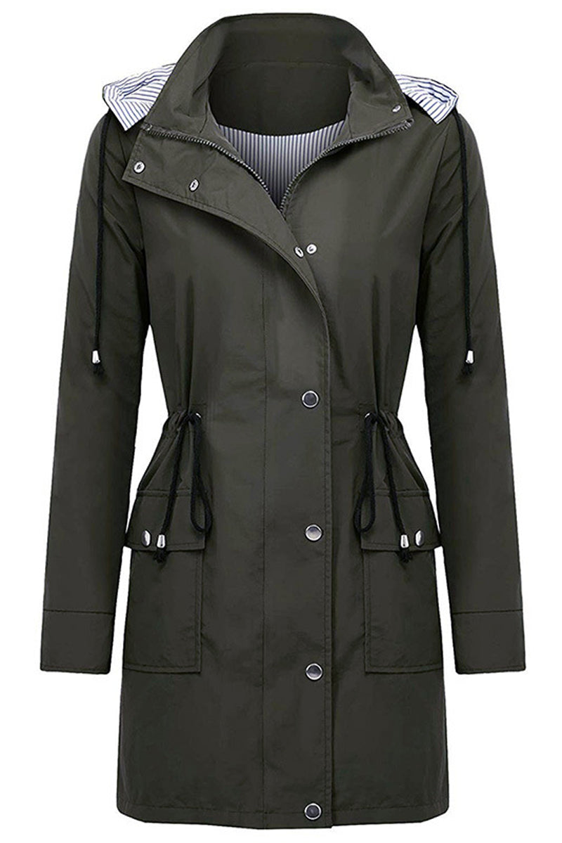 Button Closure Hooded Outdoor Jacket