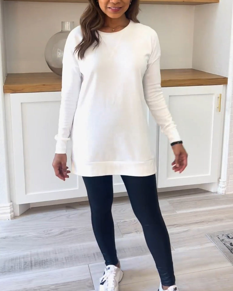 Women's solid color long sleeve top