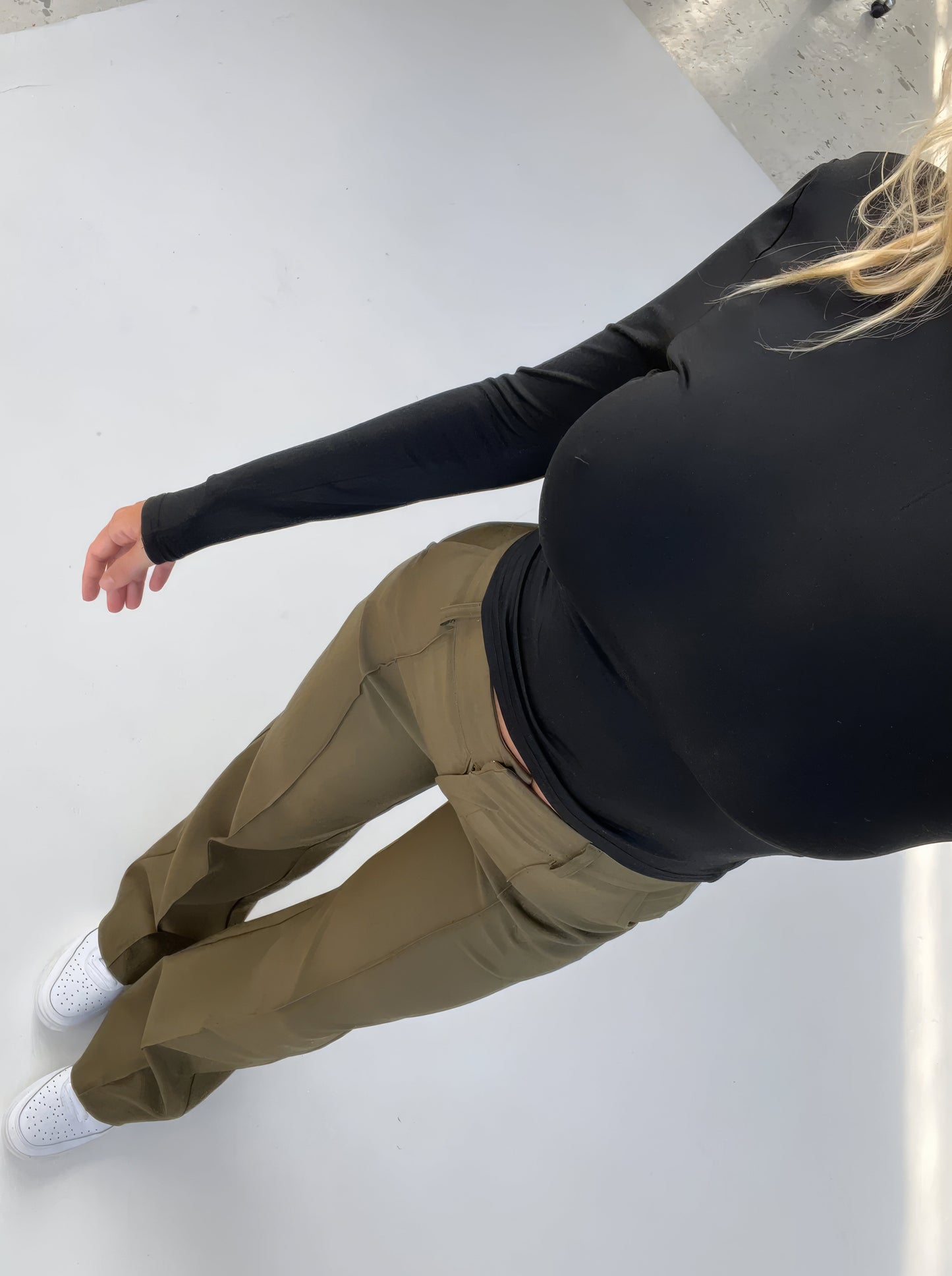 Women's slim fit straight pants with design splicing