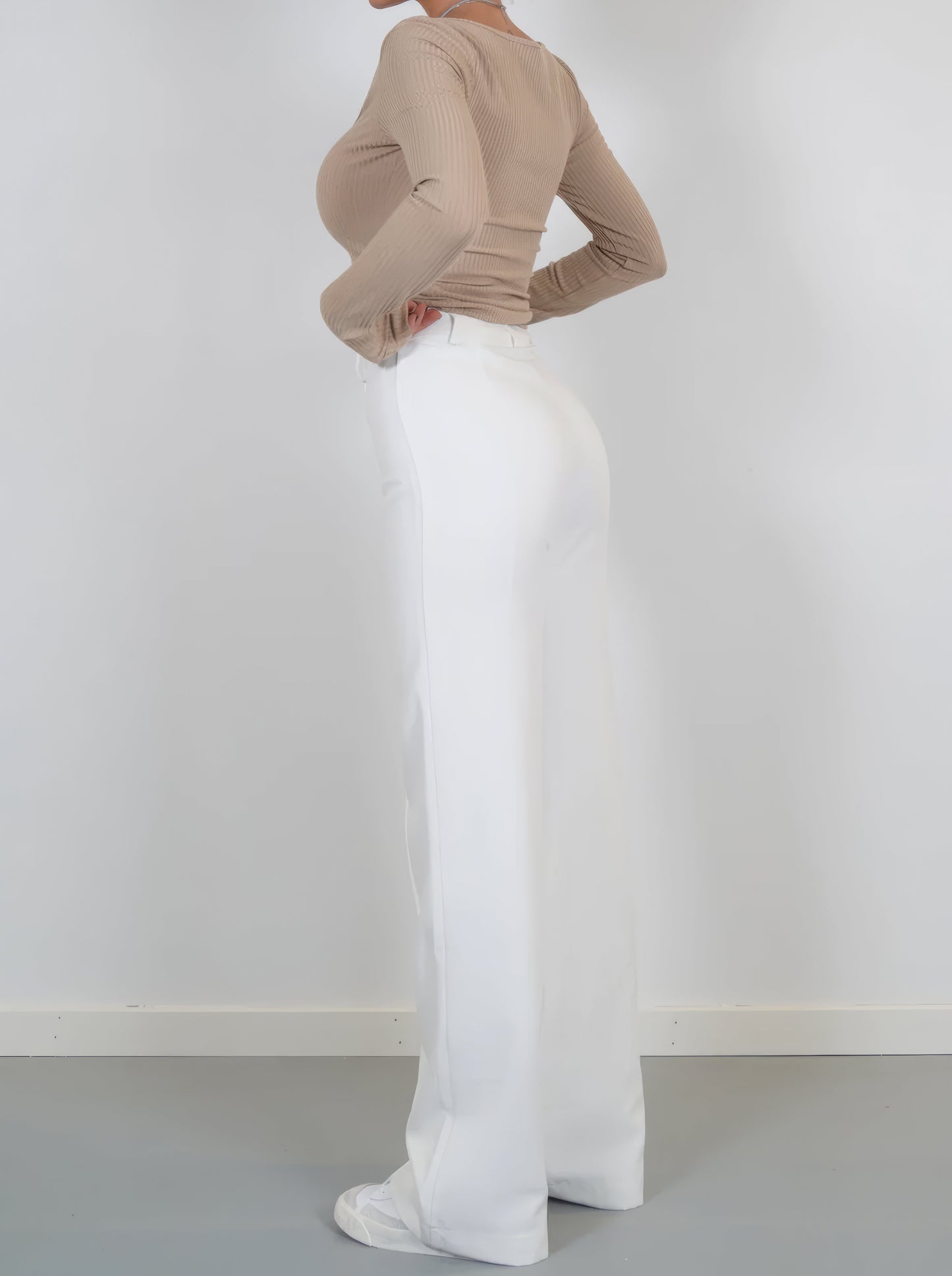 Women's slim fit straight pants with design splicing