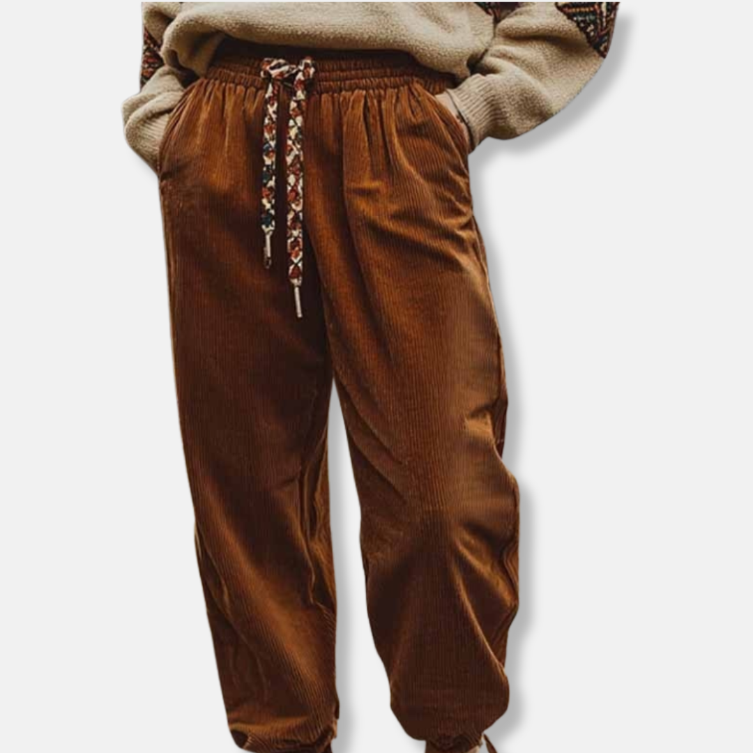 Corduroy Loose Fit Elastic Waist Pants