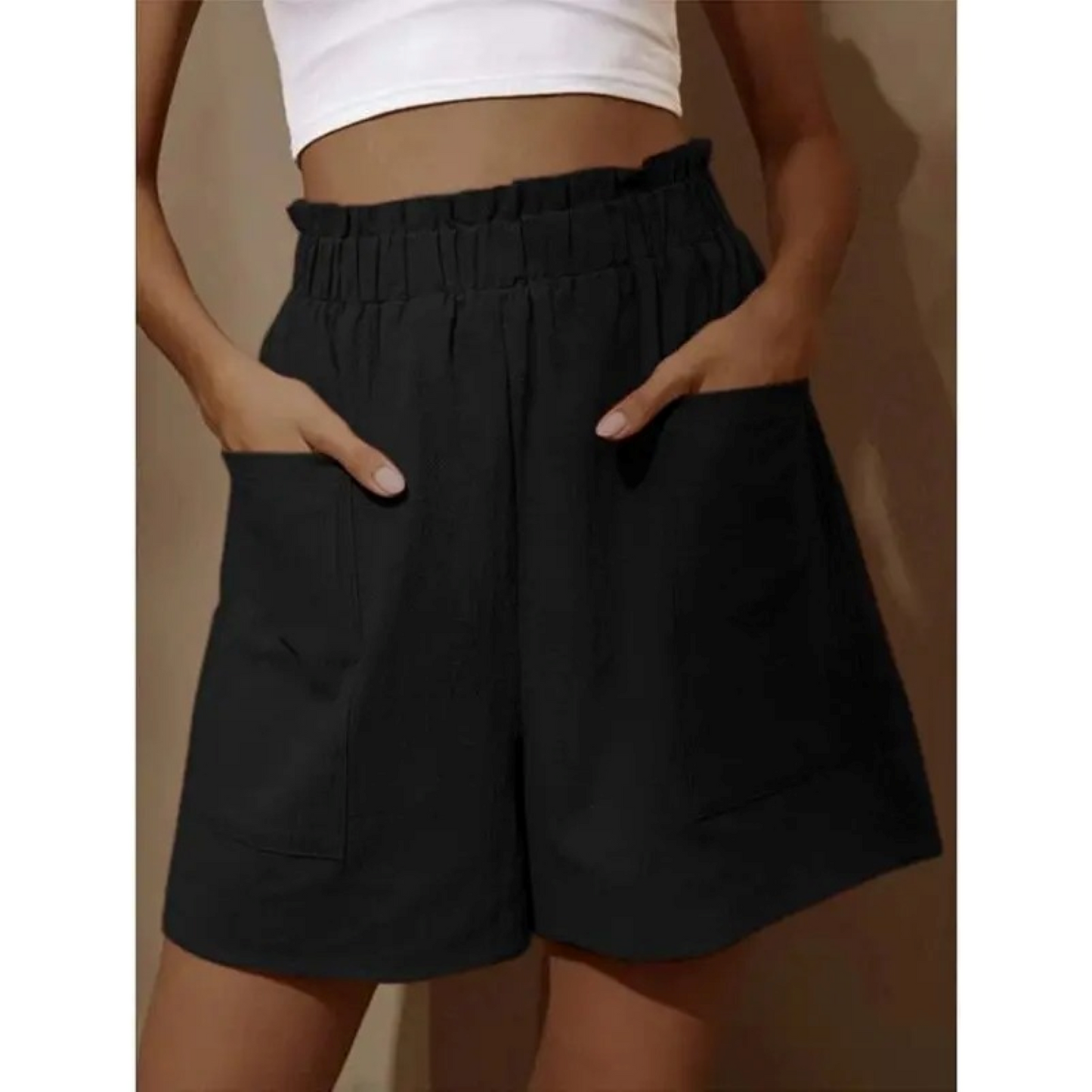 Women's Loose-Fit Shorts - Breathable Cotton Linen - Elastic Waist with Drawstring