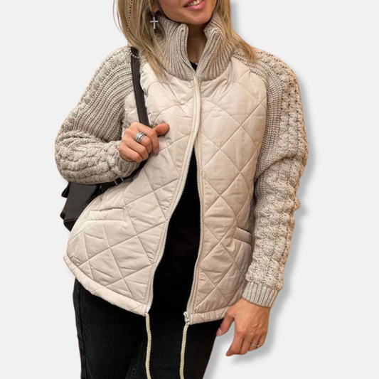 Quilted Relaxed Fit Hip Length Stand-Up Collar Jacket