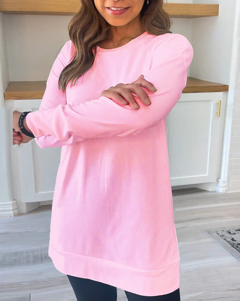 Women's solid color long sleeve top