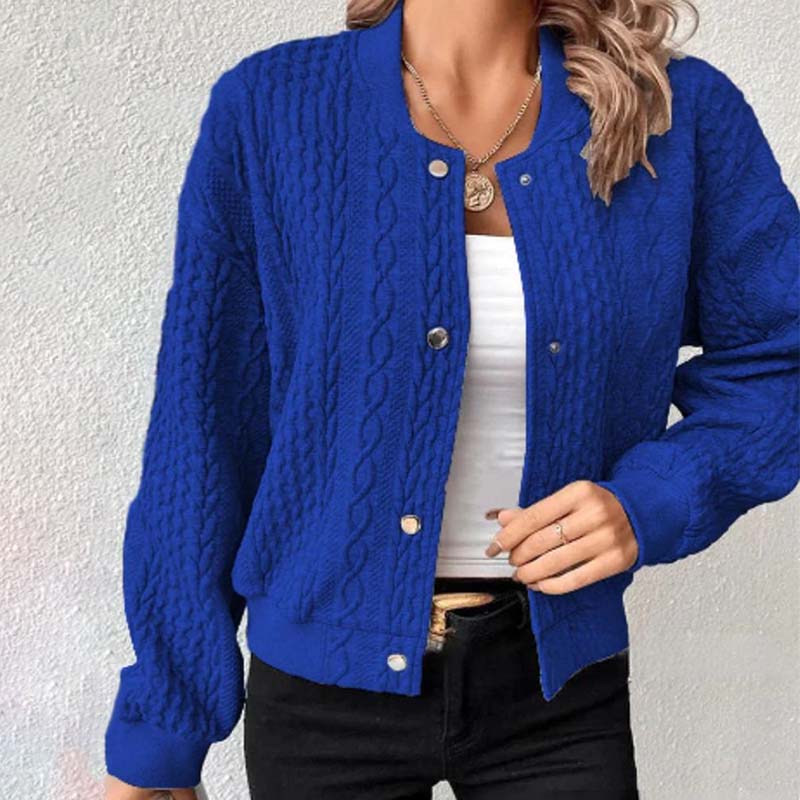Women's solid color stand collar single breasted jacket