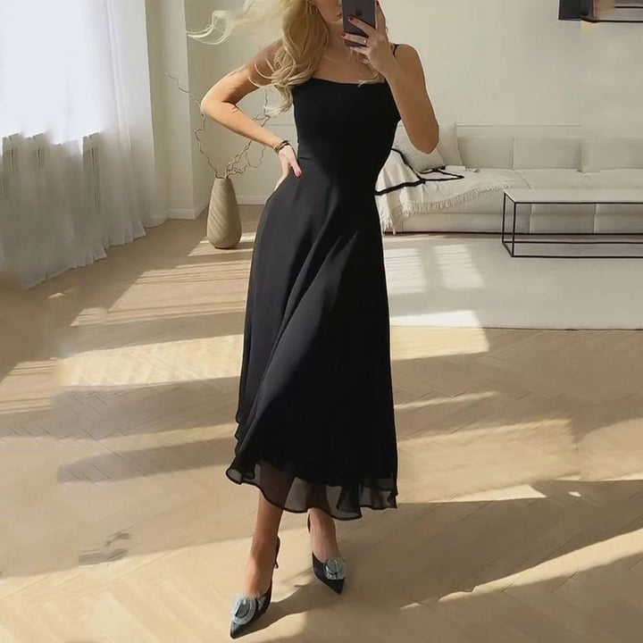 Women's A-Line Dress - Sleeveless Midi - Elegant Flowing Silhouette