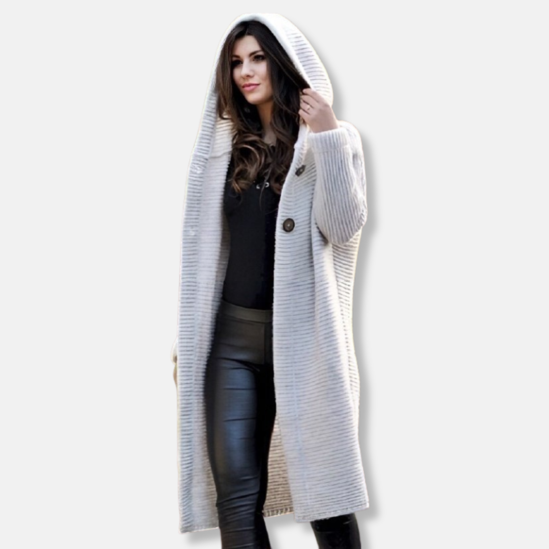 Isabella Corduroy Long Hooded Cardigan | Relaxed Fit Button Front Cardigan