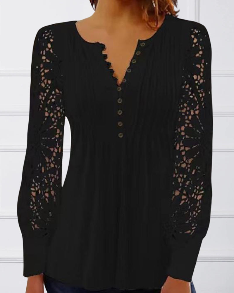 Women's lace top with long sleeves