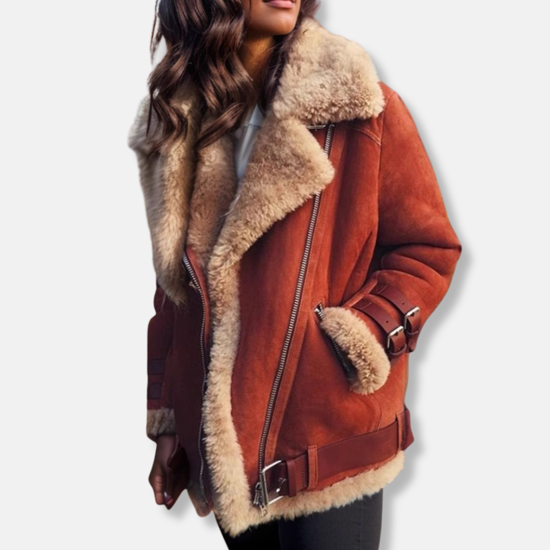 Plush Faux Fur Trim Oversized Coat