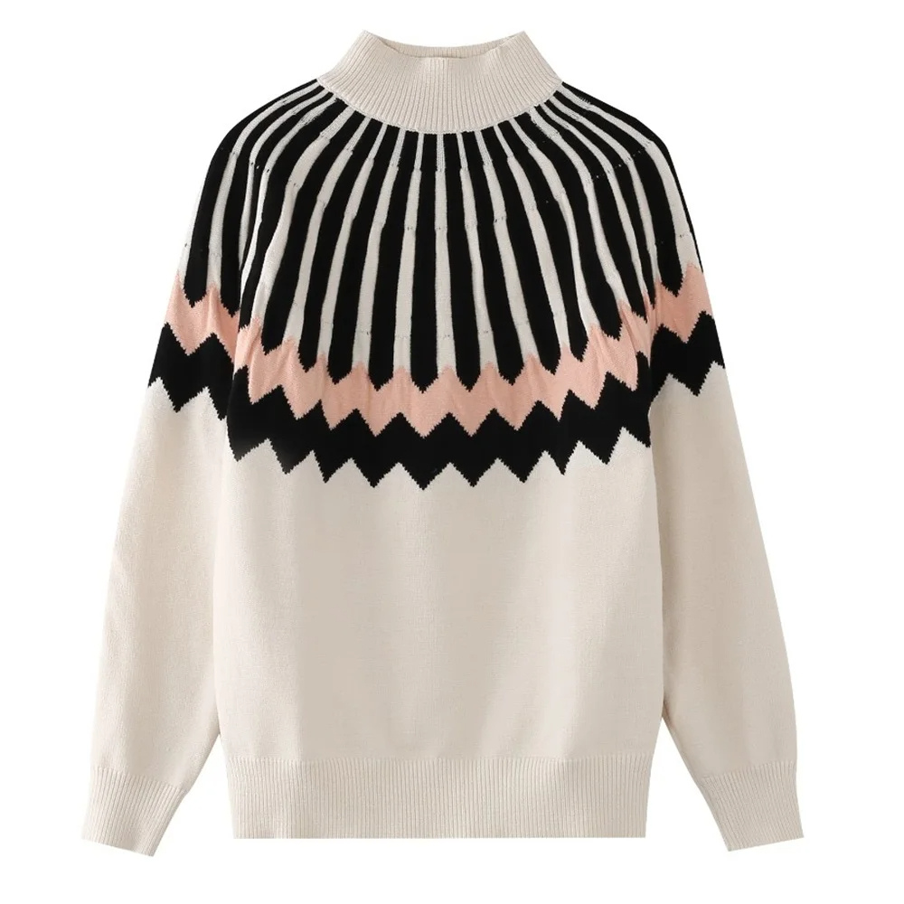 Women's geometric pattern knitted sweater