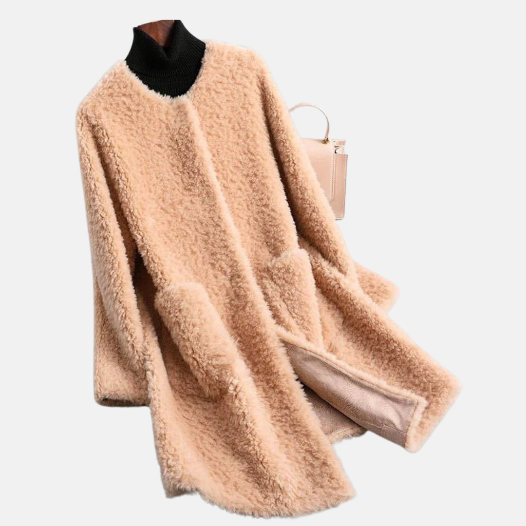 Faux Fur Relaxed Fit Open Front Coat