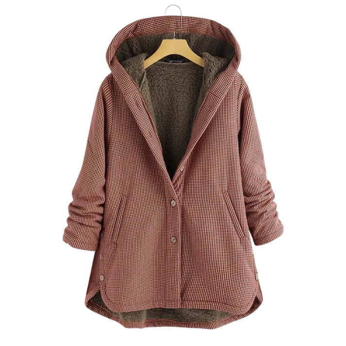 Women's plaid hooded winter jacket