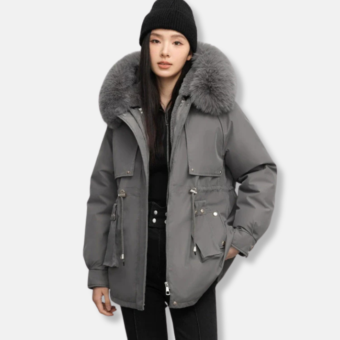 Water-Resistant Faux Fur Collar Parka Jacket
