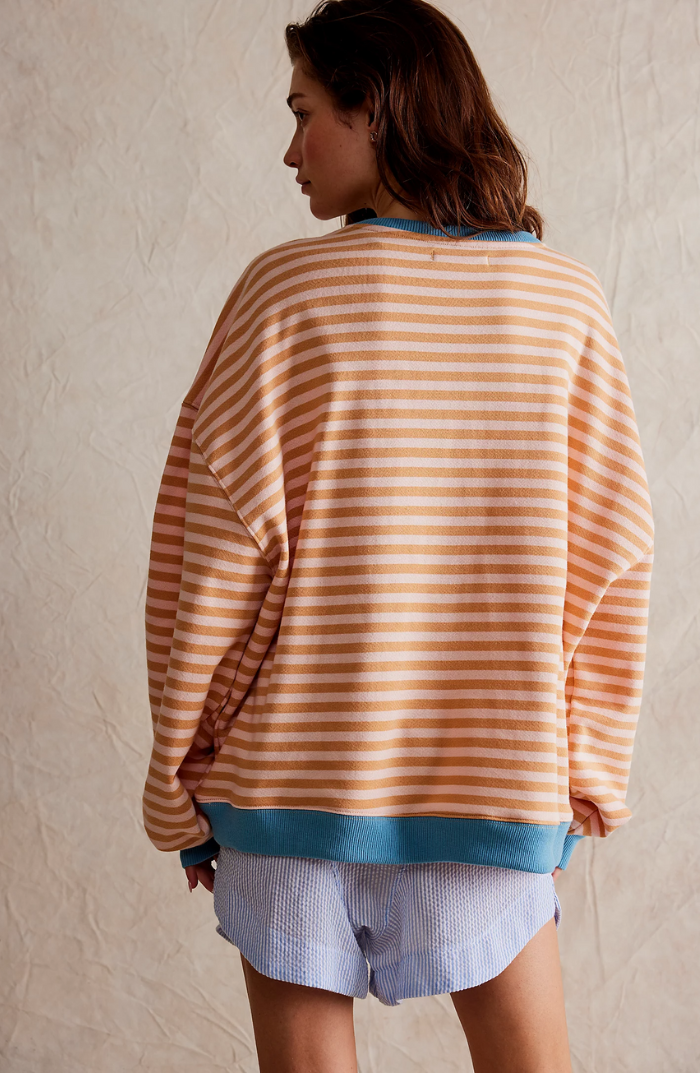 Women's striped color block loose sweatshirt