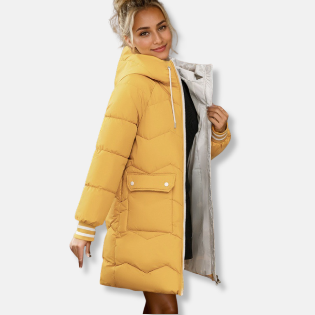 Isabella Nylon Puffer Jacket | Oversized Hooded Quilted Jacket