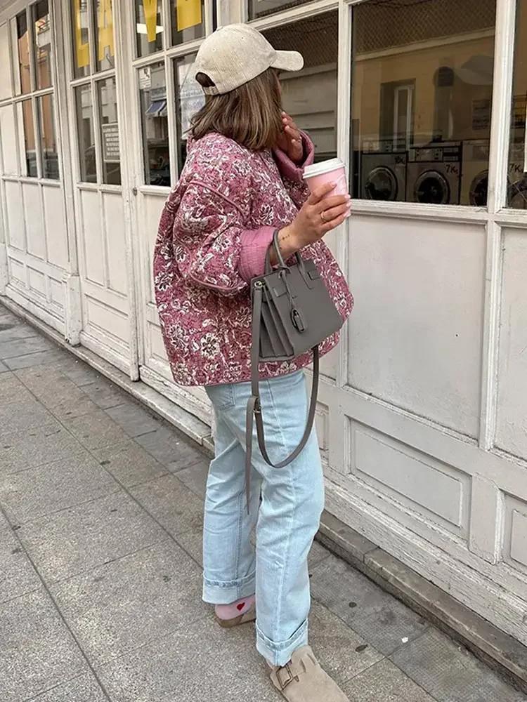 Women's floral pattern quilted jacket