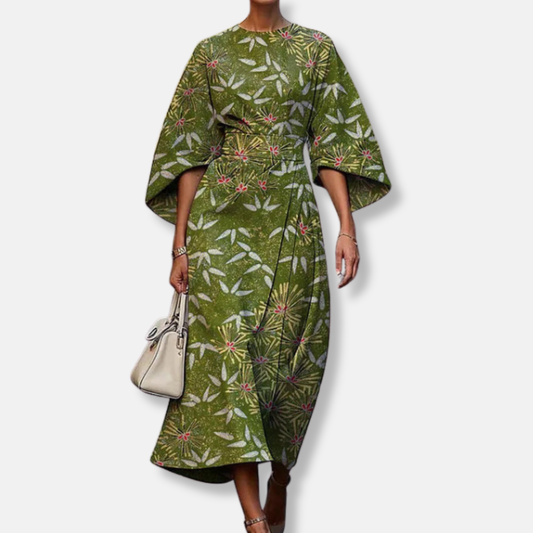Luxury Fabric A-Line Floral Midi Dress
