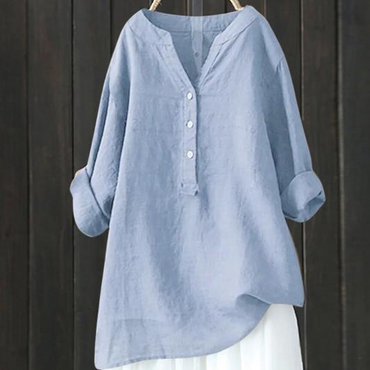 Loose Stand Collar Button Sleeve Shirt