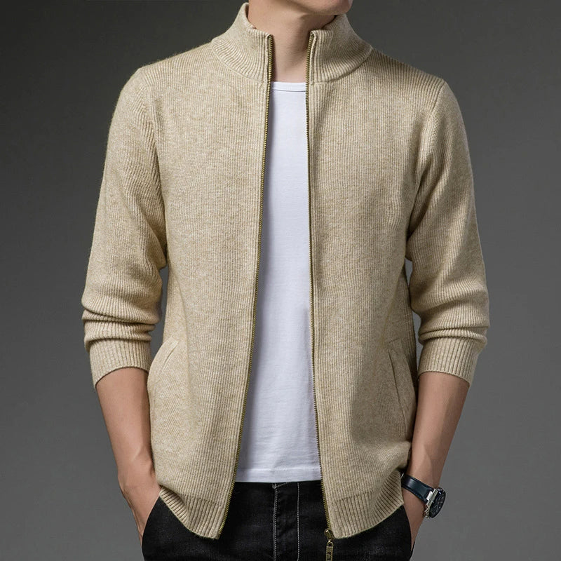 Women's zipper jacquard sweater cardigan jacket