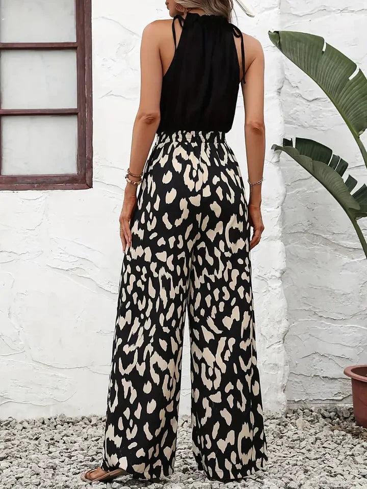Women's leopard print wide leg pants