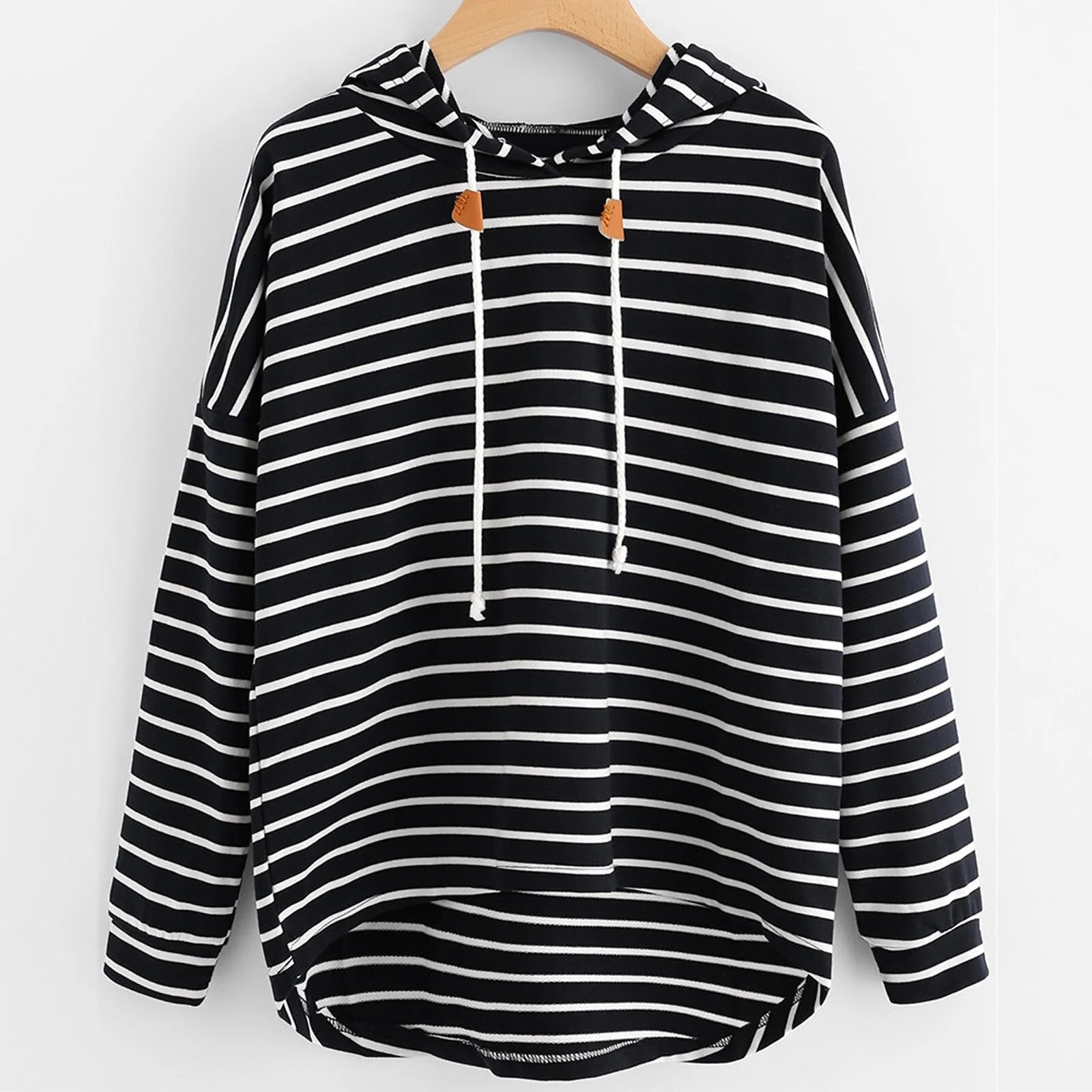 Striped Relaxed Fit Hooded Sweater