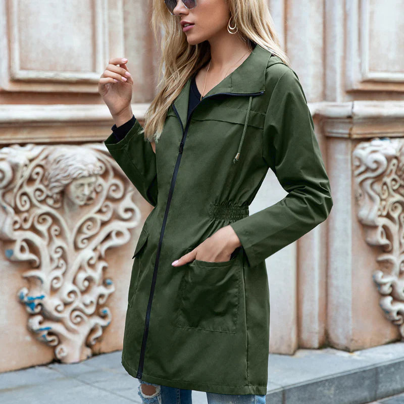 Women’s Lightweight Jacket – Tailored Fit – Zip Closure – Stand Collar – Front Pockets