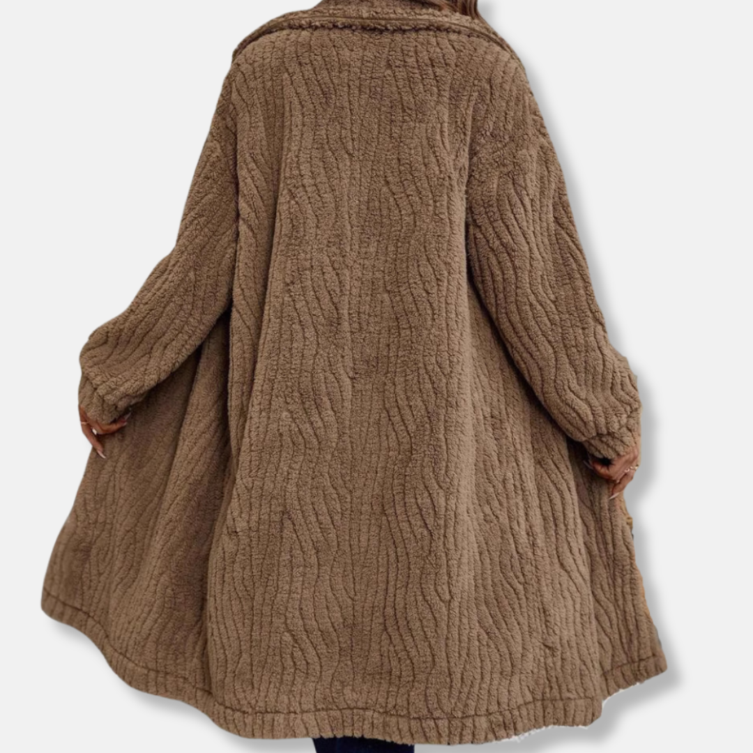 Amelia Fleece Oversized Coat | Collared Button Front Coat