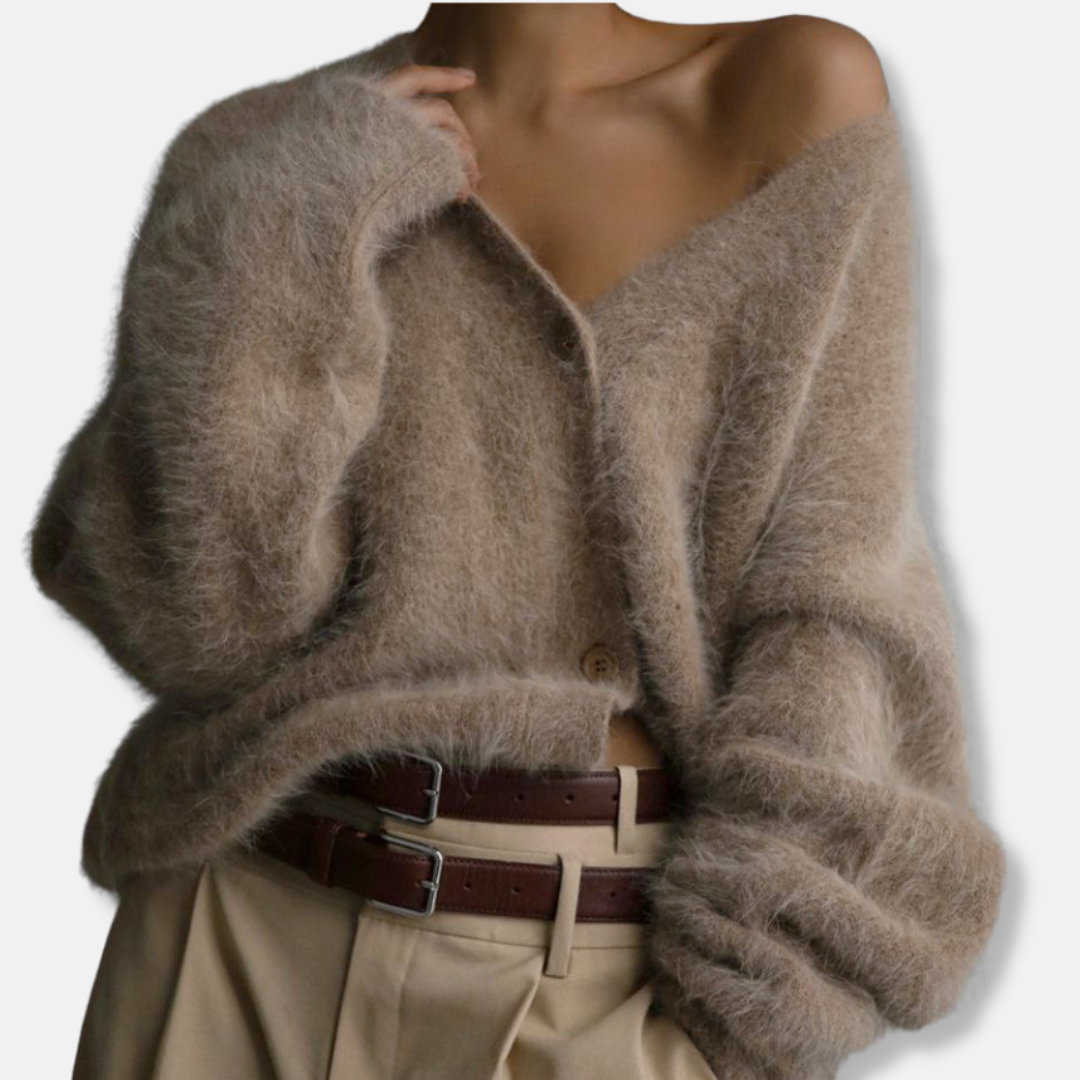 Knit Oversized Fit V-Neck Cardigan