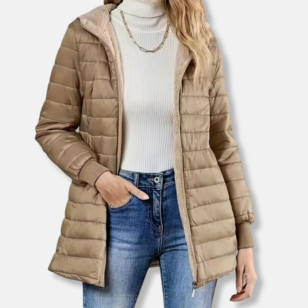 Amelia Hooded Quilted Puffer Jacket | Reversible Relaxed Fit Jacket