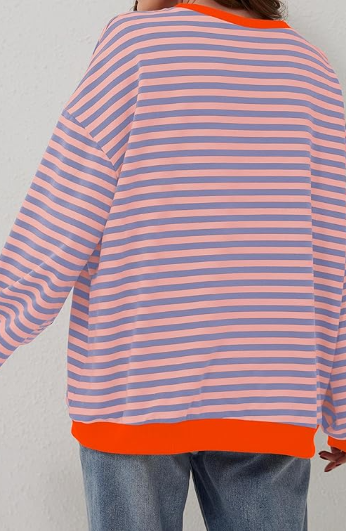 Women’s Pullover Sweatshirt - Relaxed Fit - Crew Neck - Ribbed Trim - Casual Wear