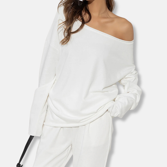 Soft Knit Off-Shoulder Relaxed Two-Piece Set