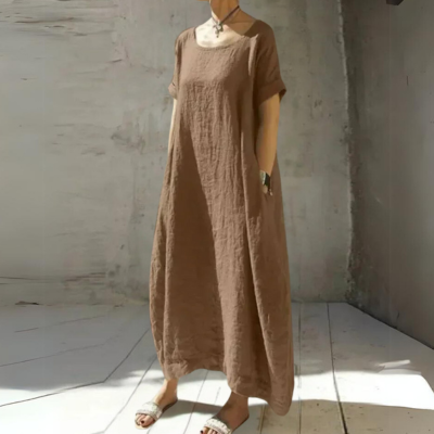 Women's Maxi Dress - Loose Fit - Short Sleeve - Lightweight & Breathable - Casual Wear