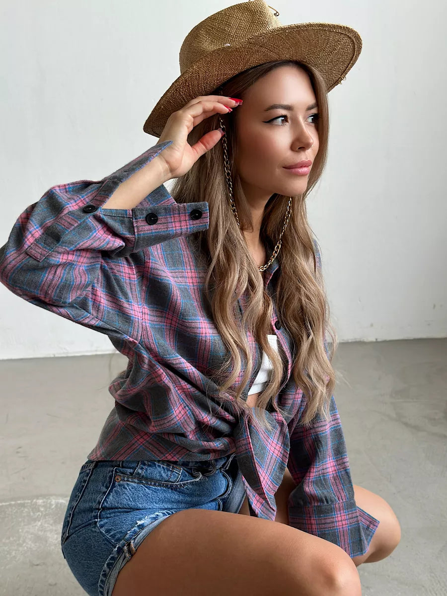 Women's elegant checked flannel shirt