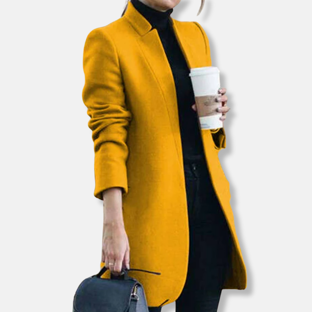 Elisa Wool Tailored Overcoat | Notched Lapel Mid-Length Overcoat