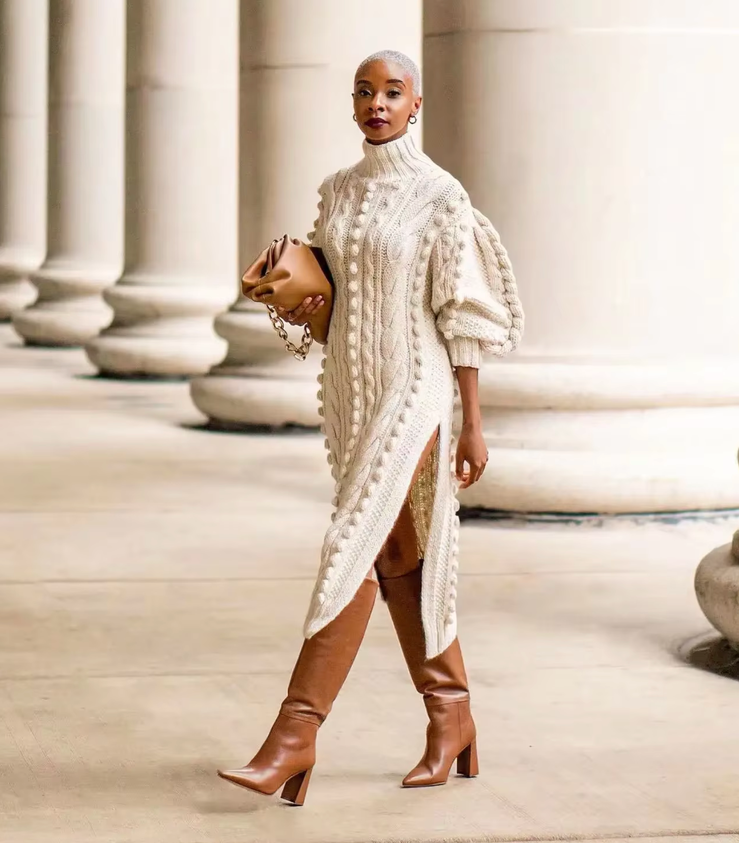 Wool Knitted Turtleneck Dress