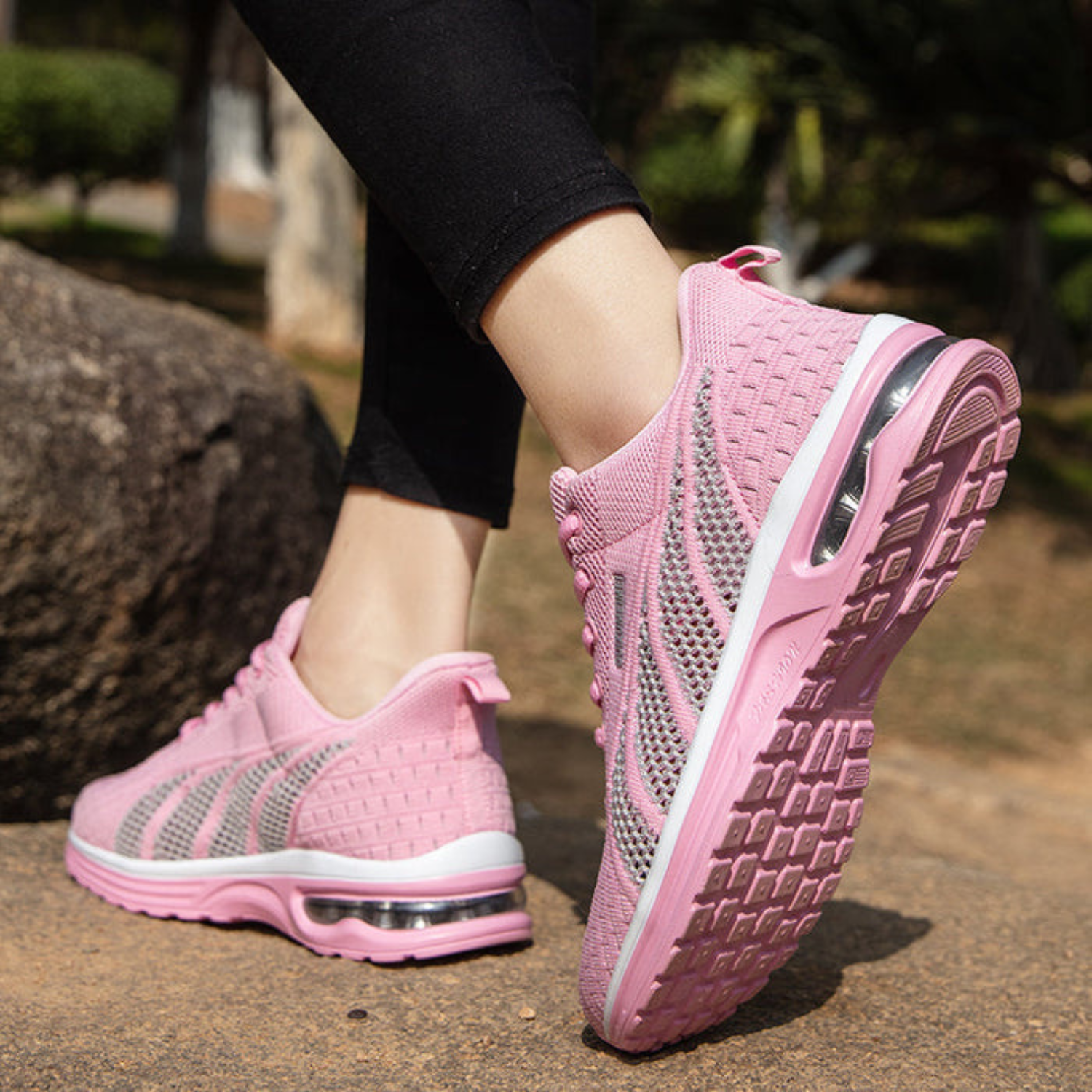 Breathable Cushioned Mesh Running Sneakers