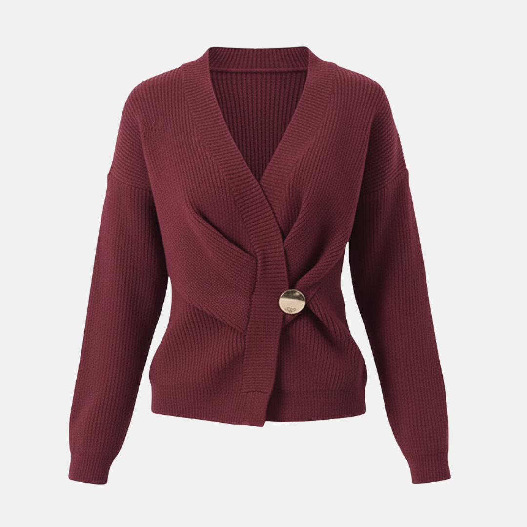 Ribbed Knit Wrap Style Sweater Top