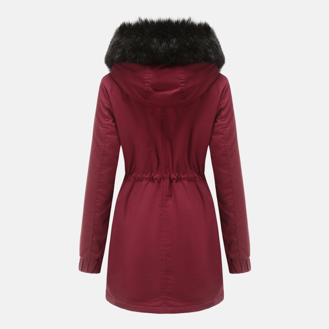 Water-Resistant Faux Fur Hood Parka Jacket