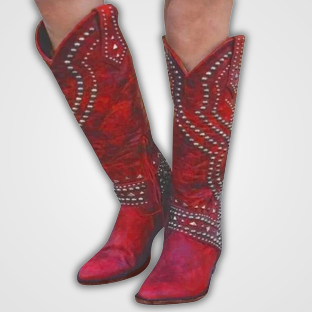Women's long boots with rivet design