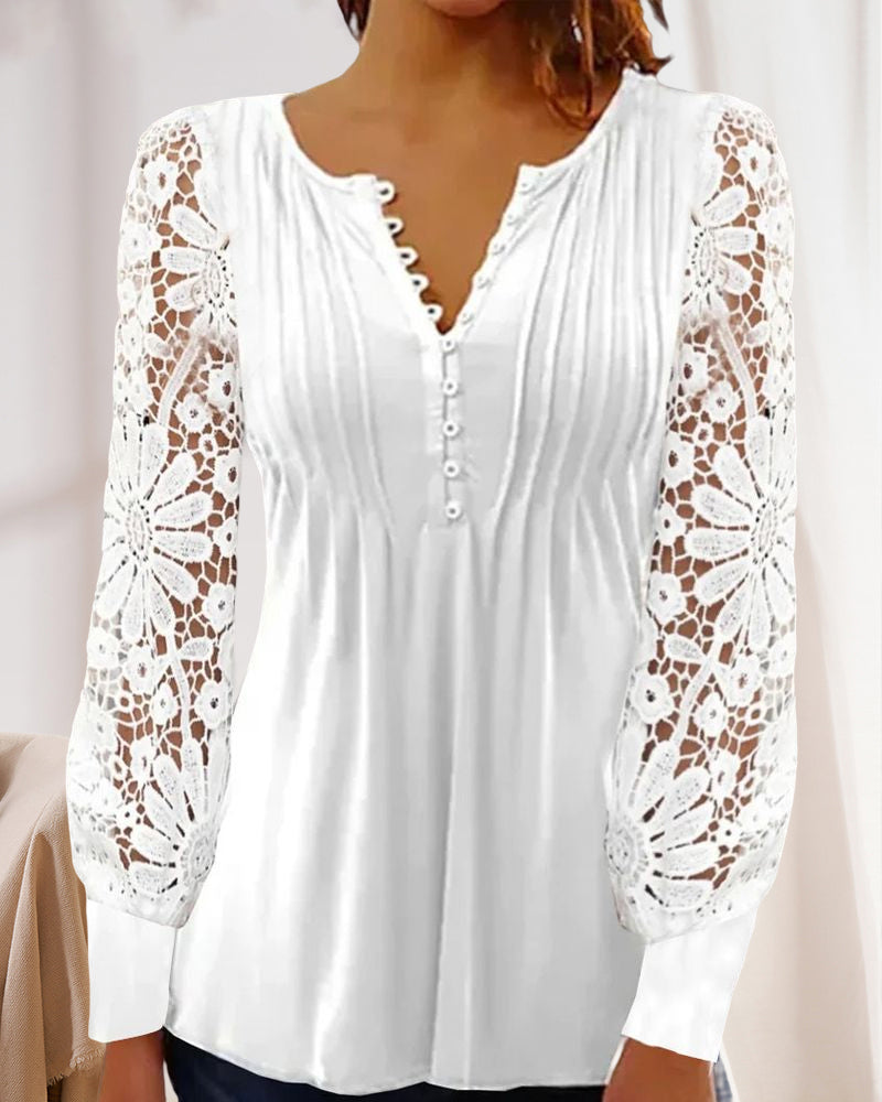 Women's lace top with long sleeves