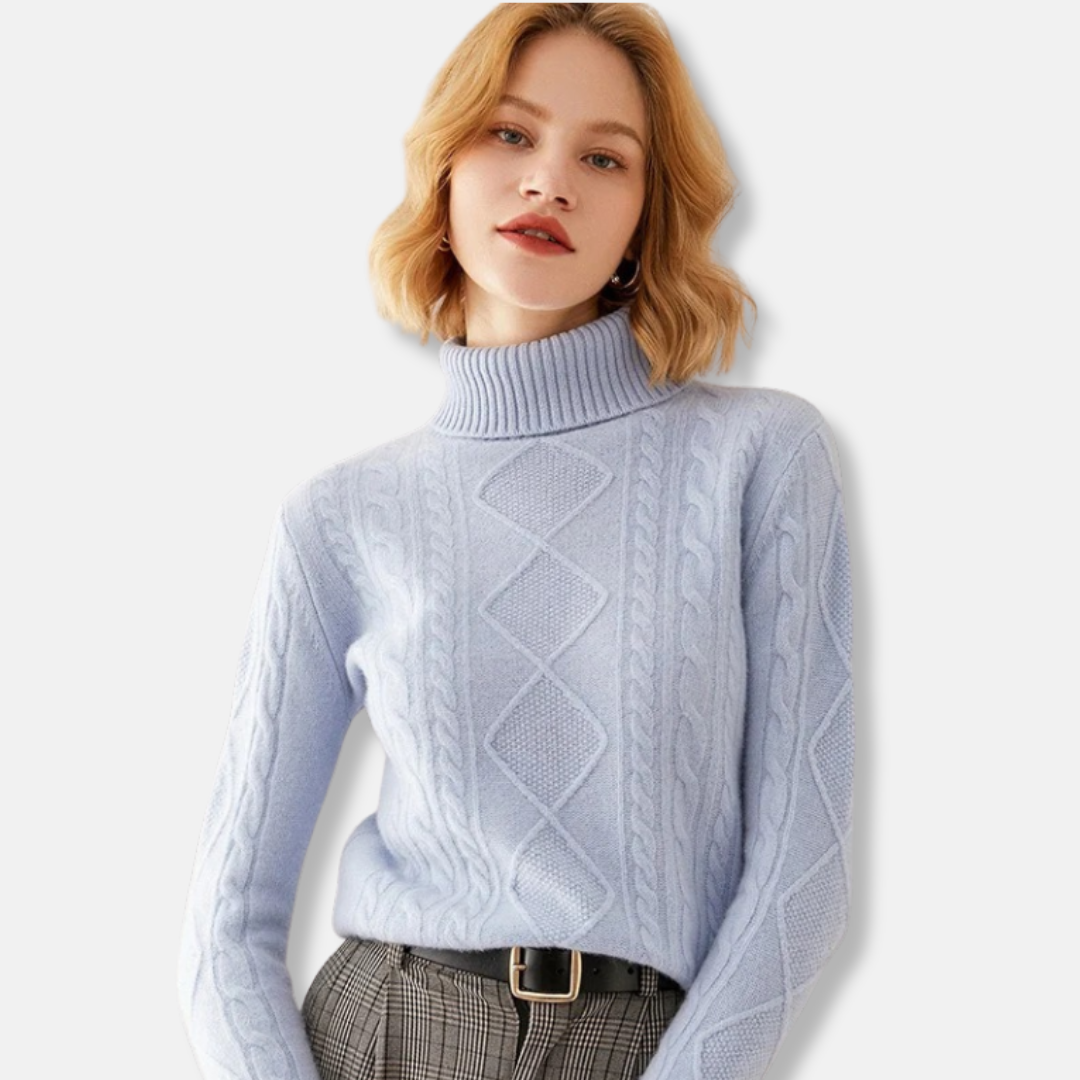 Cable Knit Slim Fit Turtleneck Sweater