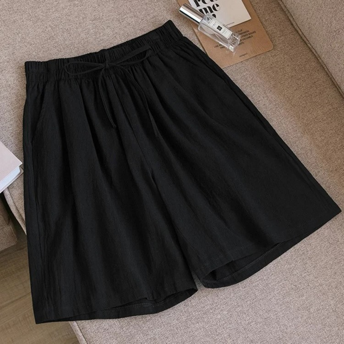 Women's Loose-Fit Shorts - Breathable Cotton Linen - Elastic Waist with Drawstring