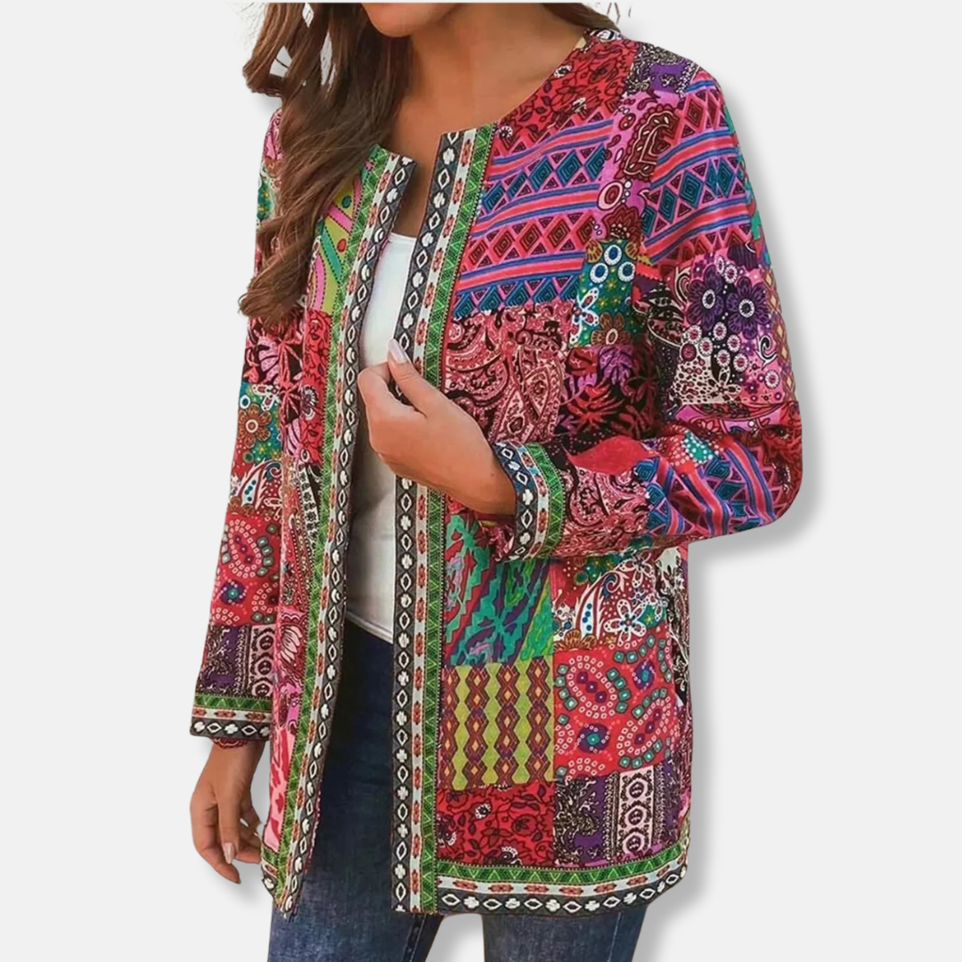 Isabella Cotton Patchwork Cardigan | Relaxed Fit Open Front Cardigan