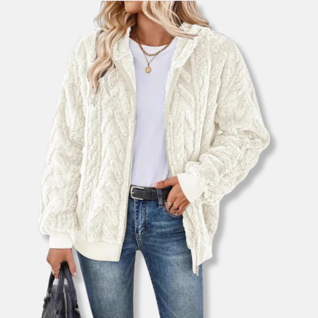 Plush Knit Oversized Hooded Jacket
